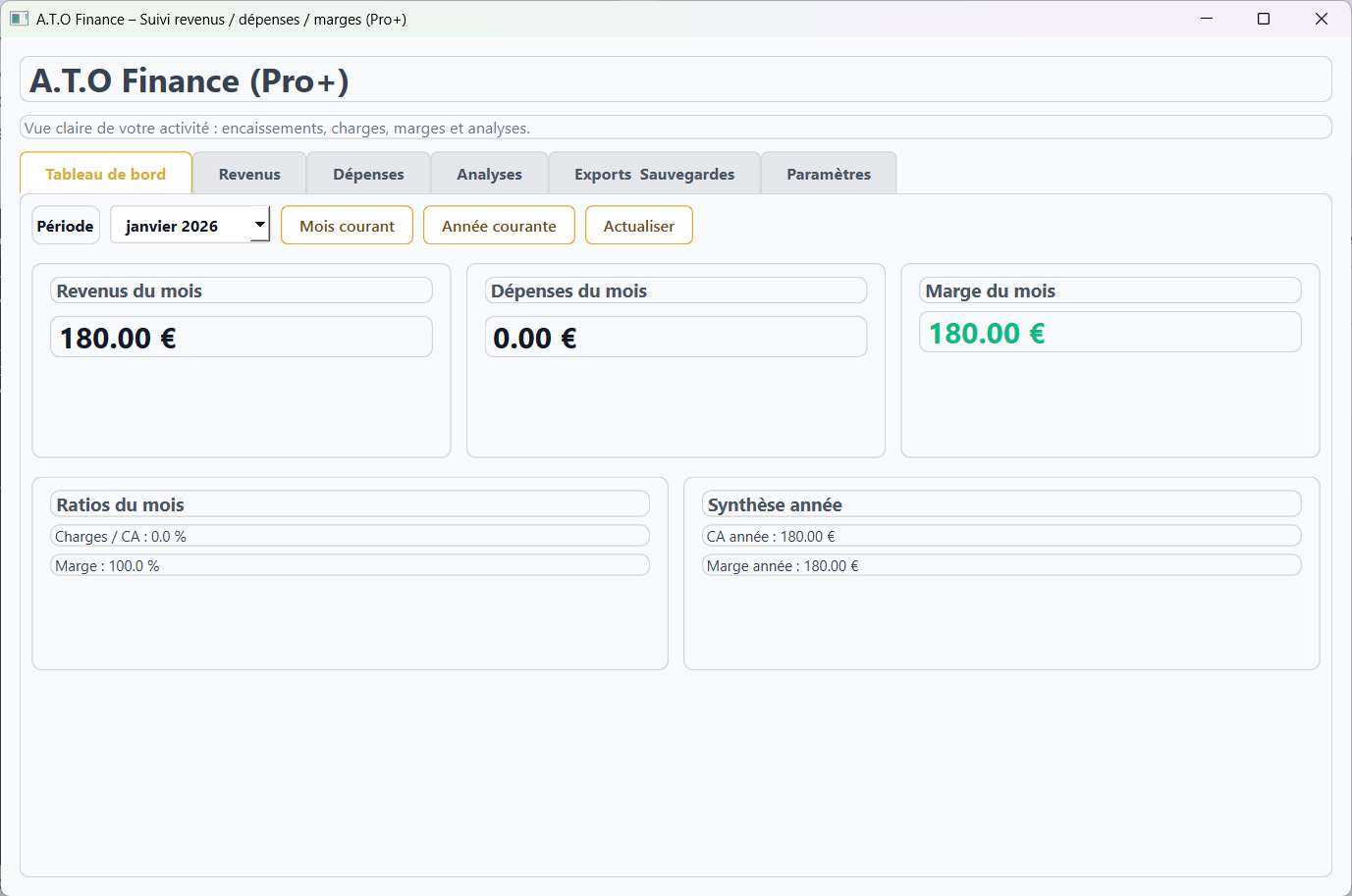 Aperçu logiciel exécutable Revenus & Dépenses